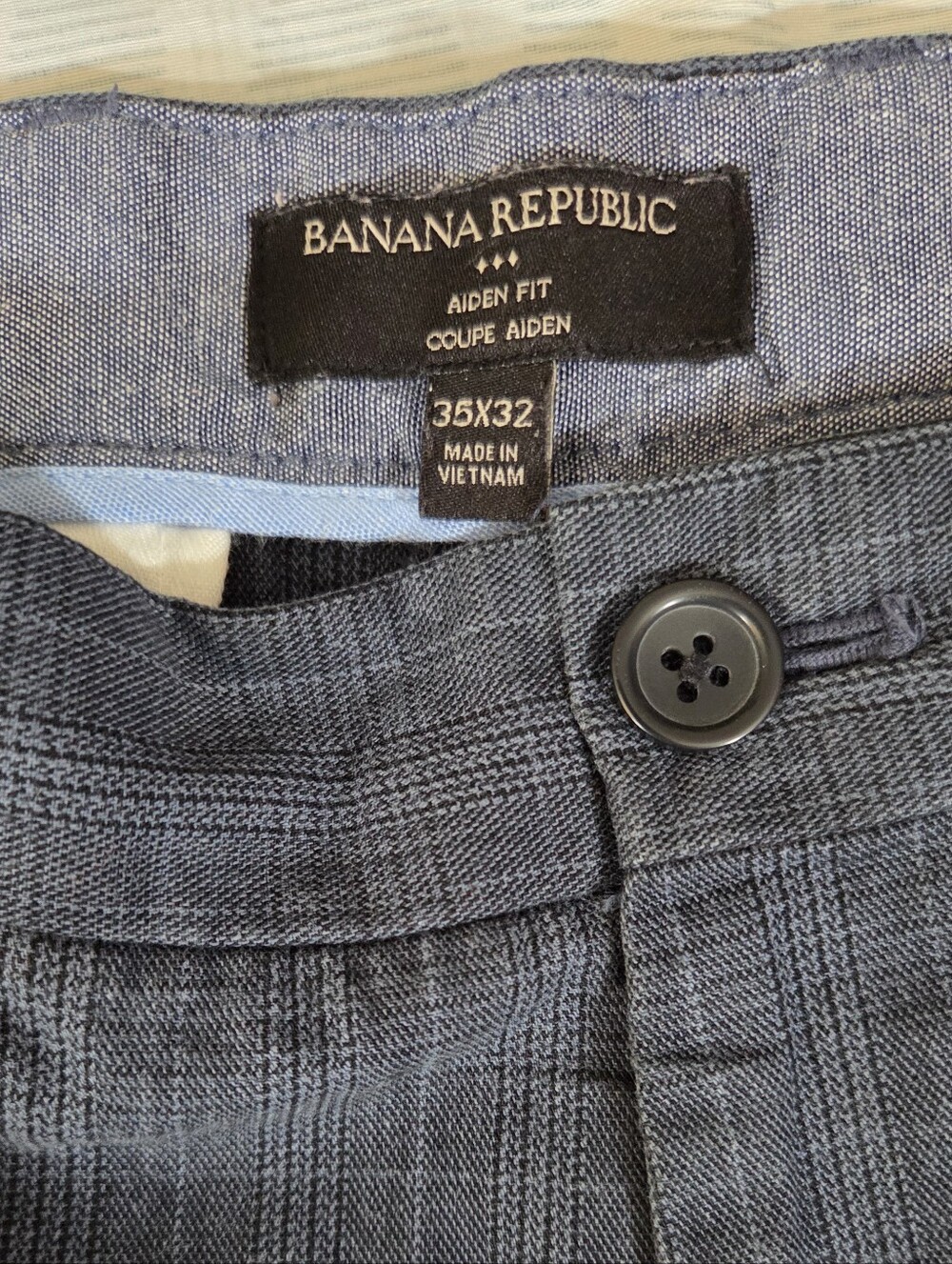 Banana Republic Men's Blue Glen Plaid Chinos